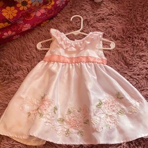 White and light pink infant dress